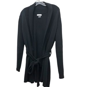 Van Heusen Long Sleeve Shawl Collar Open Front Cardigan Sweater W Size M Black